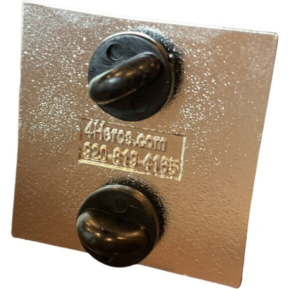 Saluting Soldiers American Flag Enamel Pin Square Patriotic Collectible #2 - Picture 2 of 3